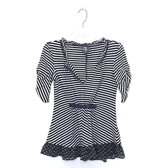 Anthro | One September Striped Ruched Blouse - Picture 1 of 8